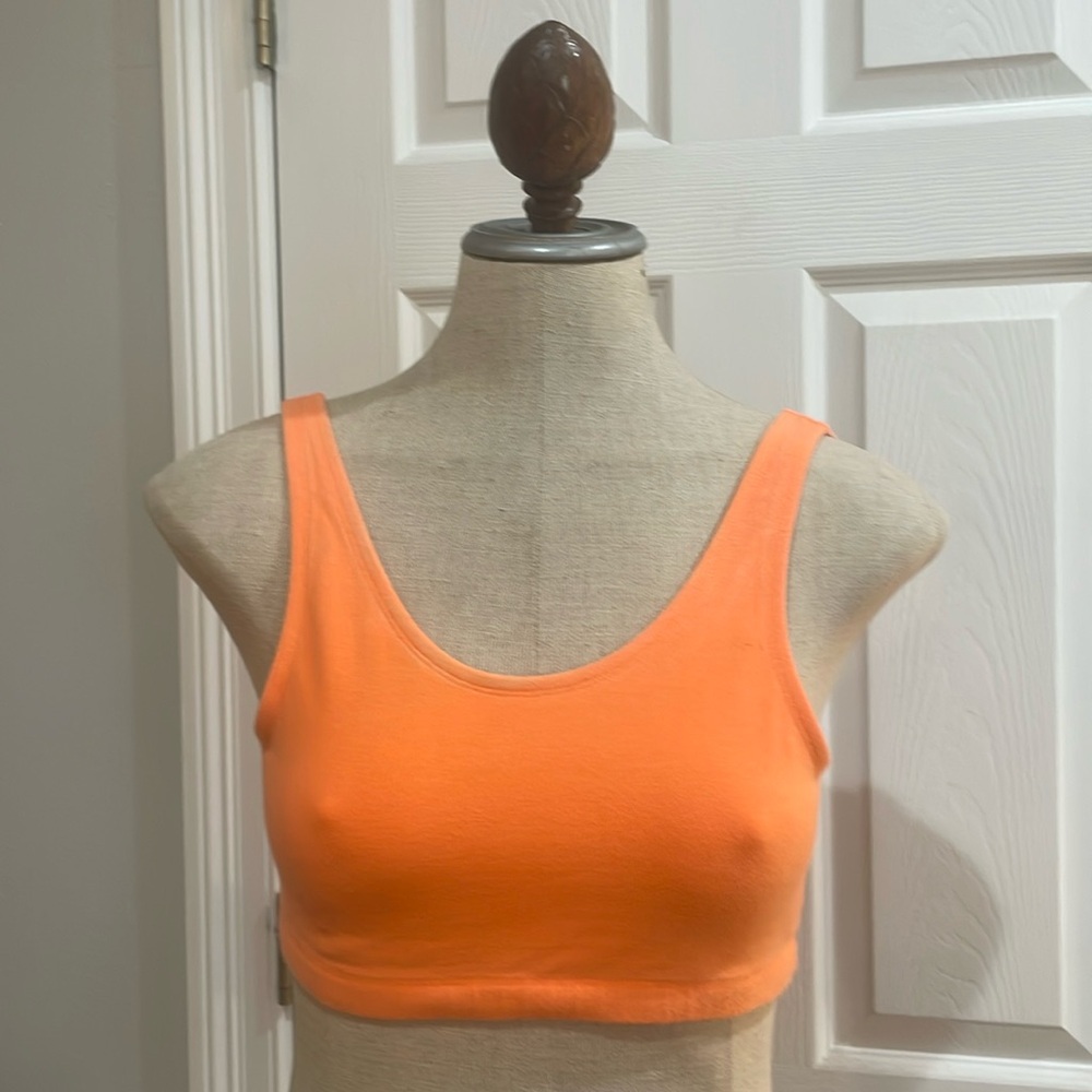 Vintage 90s Gilda Marx  sports bra crop top cotton spandex orange women’s size L